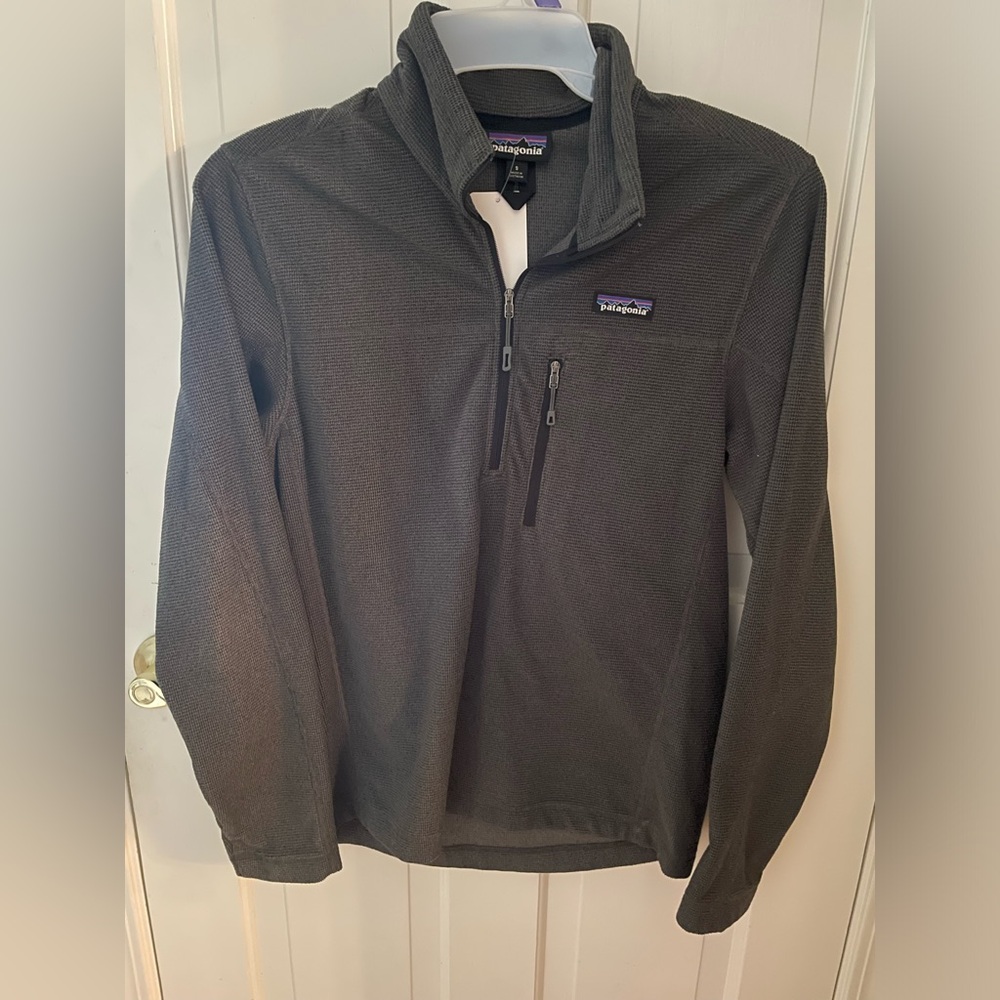 Patagonia Men's Oakes Forge Gray Woven Fleece 1/4 Zip Pullover Sweater